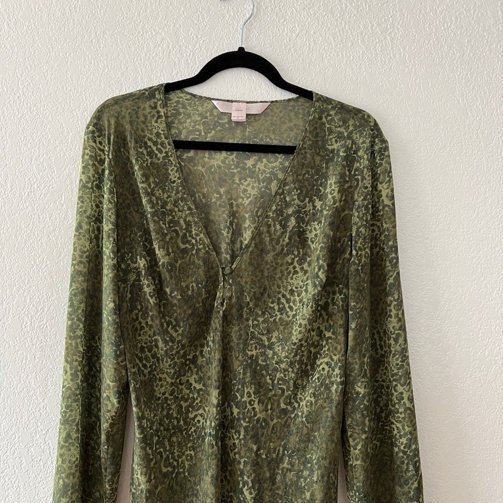 Vintage Victorias Secret olive green semi sheer Y2K mini dress dolly L - Picture 11 of 12
